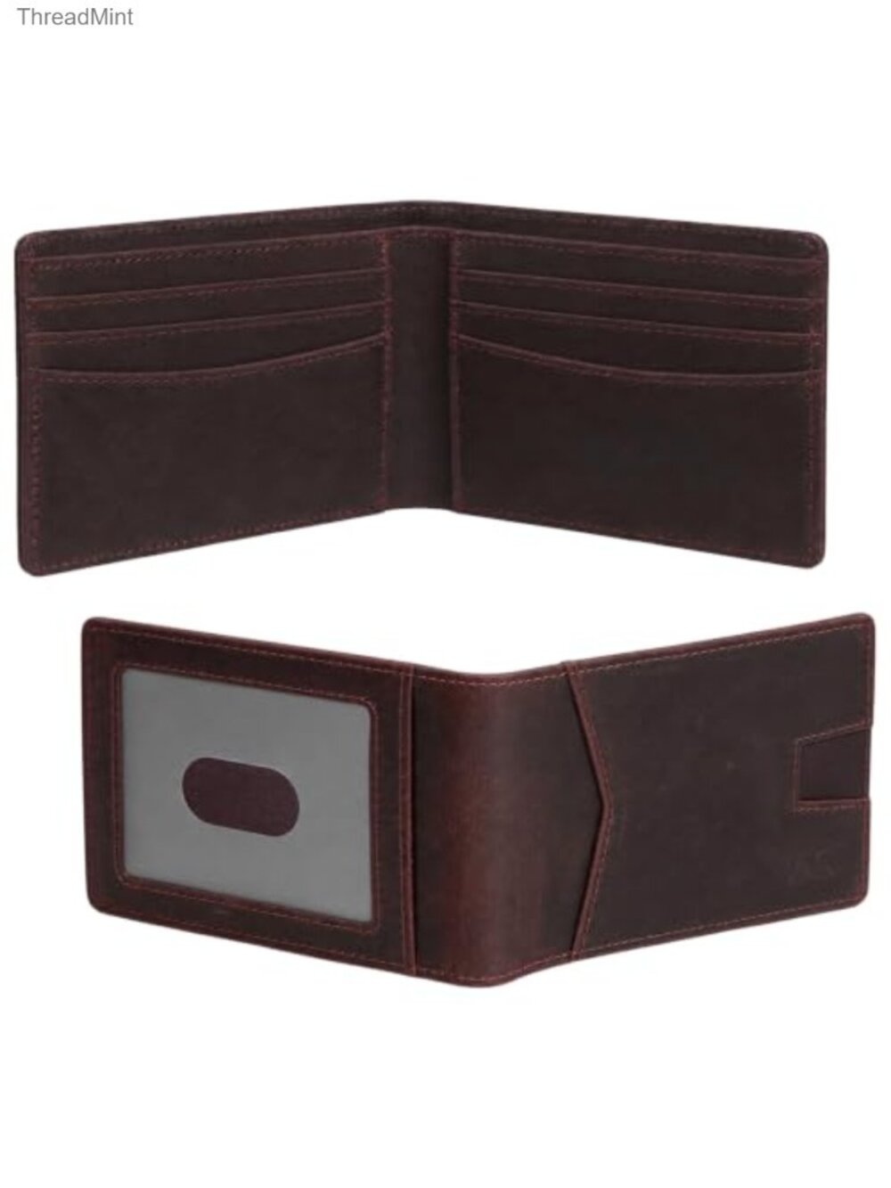 Genuine Grain Leather Mens Bifold Wallet RFID Blocking Slim Minimalist Front